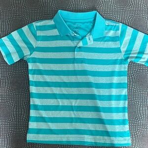 George Aqua and White Striped Kids Polo Shirt